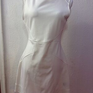 Sanctuary White Paneled Fit & Flare Dress Size M Sleeveless Exposed Zip Mod Mini